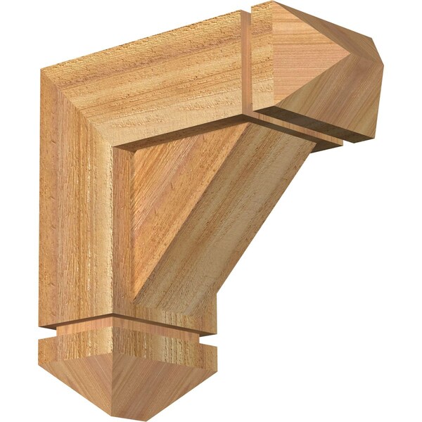Ekena Millwork Traditional Arts and Crafts Rough Sawn Bracket w/ Offset Brace, Western Red Cedar, 6"W x 14"D x 14"H BKT0604X14X14TRA03RWR - main